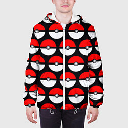 Куртка с капюшоном мужская Pokeball Pattern, цвет: 3D-белый — фото 2