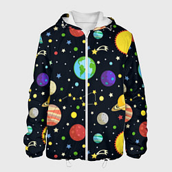 Куртка с капюшоном мужская Солнечная система, цвет: 3D-белый