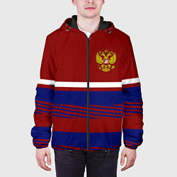 Куртка с капюшоном мужская Герб РФ: Красный стиль, цвет: 3D-черный — фото 2
