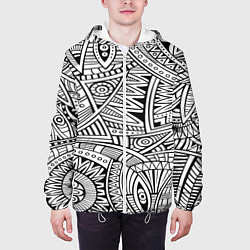Куртка с капюшоном мужская Черно-белая этника, цвет: 3D-белый — фото 2