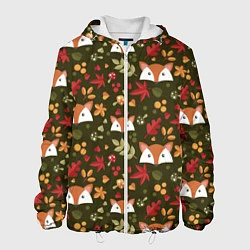 Куртка с капюшоном мужская Осенние лисички, цвет: 3D-белый