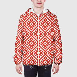 Куртка с капюшоном мужская Обережная вышивка, цвет: 3D-белый — фото 2