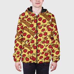 Куртка с капюшоном мужская Любитель пиццы, цвет: 3D-черный — фото 2