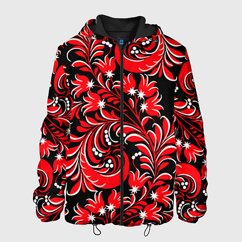 Мужская куртка Хохлома красная / 3D-Черный – фото 1