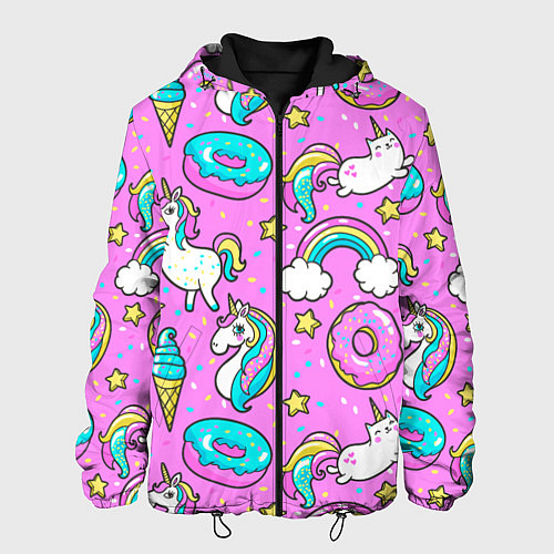 Мужская куртка Сказочные единороги / 3D-Черный – фото 1