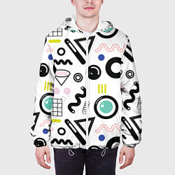 Куртка с капюшоном мужская Минималистичная геометрия, цвет: 3D-белый — фото 2
