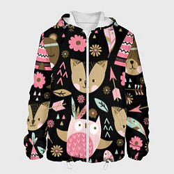 Куртка с капюшоном мужская Лесные друзья, цвет: 3D-белый