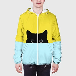 Куртка с капюшоном мужская Черный котик, цвет: 3D-белый — фото 2