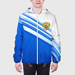 Куртка с капюшоном мужская Россия: голубая волна, цвет: 3D-белый — фото 2
