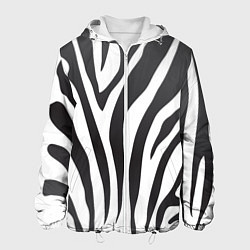 Куртка с капюшоном мужская Африканская зебра, цвет: 3D-белый