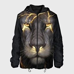 Куртка с капюшоном мужская Лев с молнией, цвет: 3D-черный
