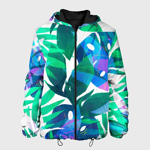 Мужская куртка Зеленые тропики / 3D-Черный – фото 1