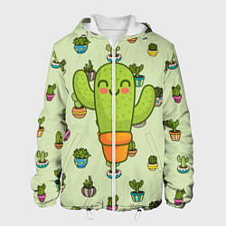 Куртка с капюшоном мужская Веселый кактус, цвет: 3D-белый