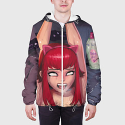 Куртка с капюшоном мужская Ahegao, цвет: 3D-белый — фото 2