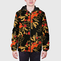 Куртка с капюшоном мужская Полевые цветы, цвет: 3D-черный — фото 2