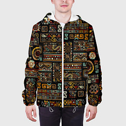Куртка с капюшоном мужская Этнический орнамент - Африка, цвет: 3D-белый — фото 2