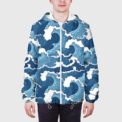Куртка с капюшоном мужская Морские волны графика, цвет: 3D-белый — фото 2