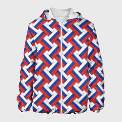 Куртка с капюшоном мужская Российский триколор плетёнка, цвет: 3D-белый