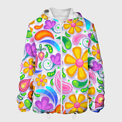 Куртка с капюшоном мужская Абстракция и цветы, цвет: 3D-белый
