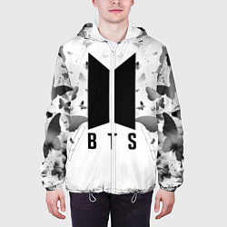 Куртка с капюшоном мужская BTS: Grey Butterflies, цвет: 3D-белый — фото 2