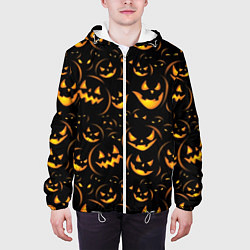Куртка с капюшоном мужская Тыквы на хэллоуин - паттерн, цвет: 3D-белый — фото 2