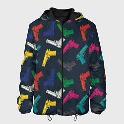 Куртка с капюшоном мужская Разноцветные пистолеты, цвет: 3D-черный