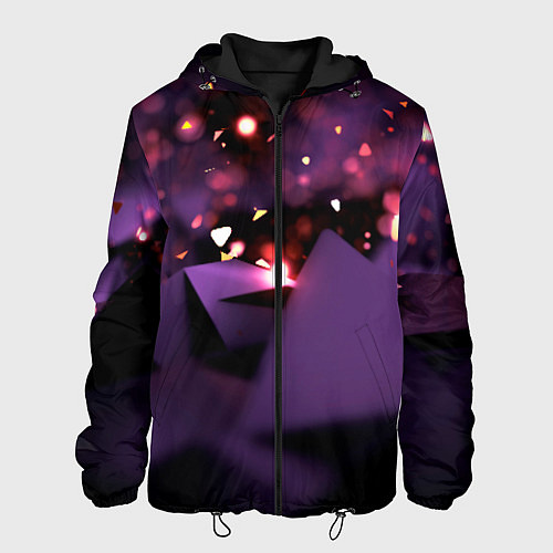Мужская куртка Фиолетовая абстракция с блестками / 3D-Черный – фото 1