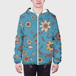 Куртка с капюшоном мужская Цветочный рай узор, цвет: 3D-белый — фото 2