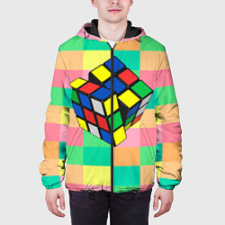 Куртка с капюшоном мужская Кубик Рубика, цвет: 3D-черный — фото 2
