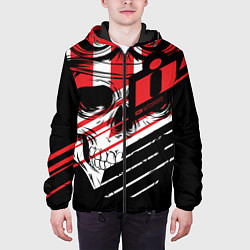 Куртка с капюшоном мужская Череп Icon красный, цвет: 3D-черный — фото 2