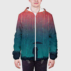 Куртка с капюшоном мужская Космический Дождь, цвет: 3D-белый — фото 2