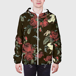 Куртка с капюшоном мужская Букет роз, цвет: 3D-белый — фото 2