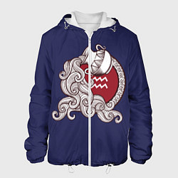 Куртка с капюшоном мужская Водолей Знак Зодиака, цвет: 3D-белый