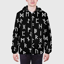 Куртка с капюшоном мужская Руны, цвет: 3D-черный — фото 2