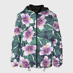 Куртка с капюшоном мужская Тропический цветок, цвет: 3D-черный