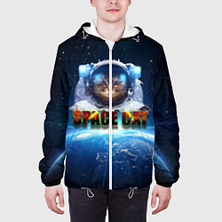 Куртка с капюшоном мужская Космический кот, цвет: 3D-белый — фото 2