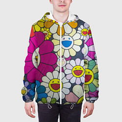 Куртка с капюшоном мужская Цветы Ромашки, цвет: 3D-белый — фото 2