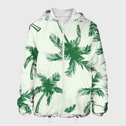 Куртка с капюшоном мужская Пальмовый рай, цвет: 3D-белый