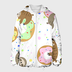 Куртка с капюшоном мужская Милый Ленивец, цвет: 3D-белый