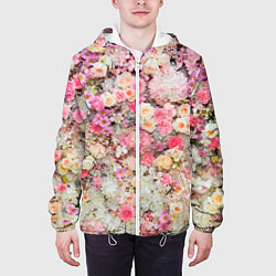 Куртка с капюшоном мужская Цветочное поле, цвет: 3D-белый — фото 2