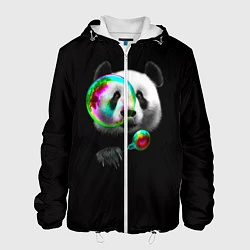 Куртка с капюшоном мужская Панда и мыльный пузырь, цвет: 3D-белый