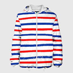 Куртка с капюшоном мужская Морская полоска, цвет: 3D-белый