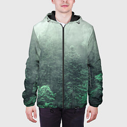 Куртка с капюшоном мужская Туманный лес, цвет: 3D-черный — фото 2