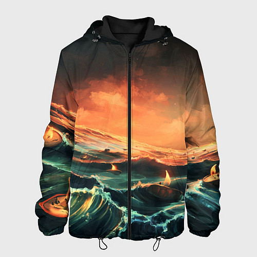 Мужская куртка Фэнтези море корабли закат / 3D-Черный – фото 1