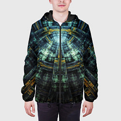 Куртка с капюшоном мужская Фрактал узор будущее масоны, цвет: 3D-черный — фото 2