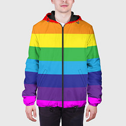 Куртка с капюшоном мужская ЦВЕТНЫЕ ЛИНИИ, цвет: 3D-черный — фото 2
