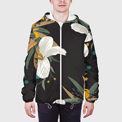 Куртка с капюшоном мужская Цветочный арт, цвет: 3D-белый — фото 2