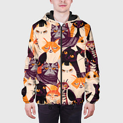 Куртка с капюшоном мужская КОТИКИ, цвет: 3D-черный — фото 2
