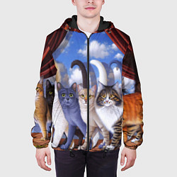 Куртка с капюшоном мужская Коты, цвет: 3D-черный — фото 2