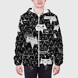 Куртка с капюшоном мужская КОТЫ BLACK, цвет: 3D-белый — фото 2